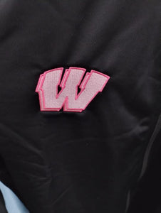 New black full zip with light pink W
