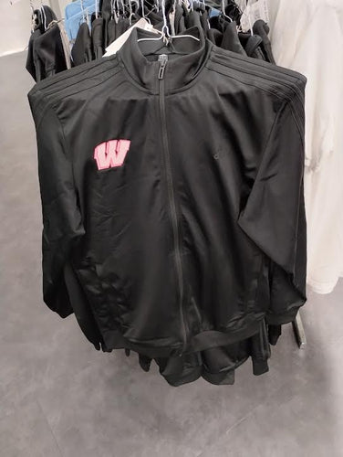 New black full zip with light pink W