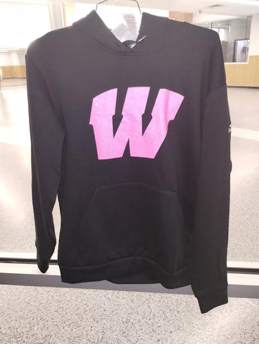 Black Hoodie With Pink Glitter W